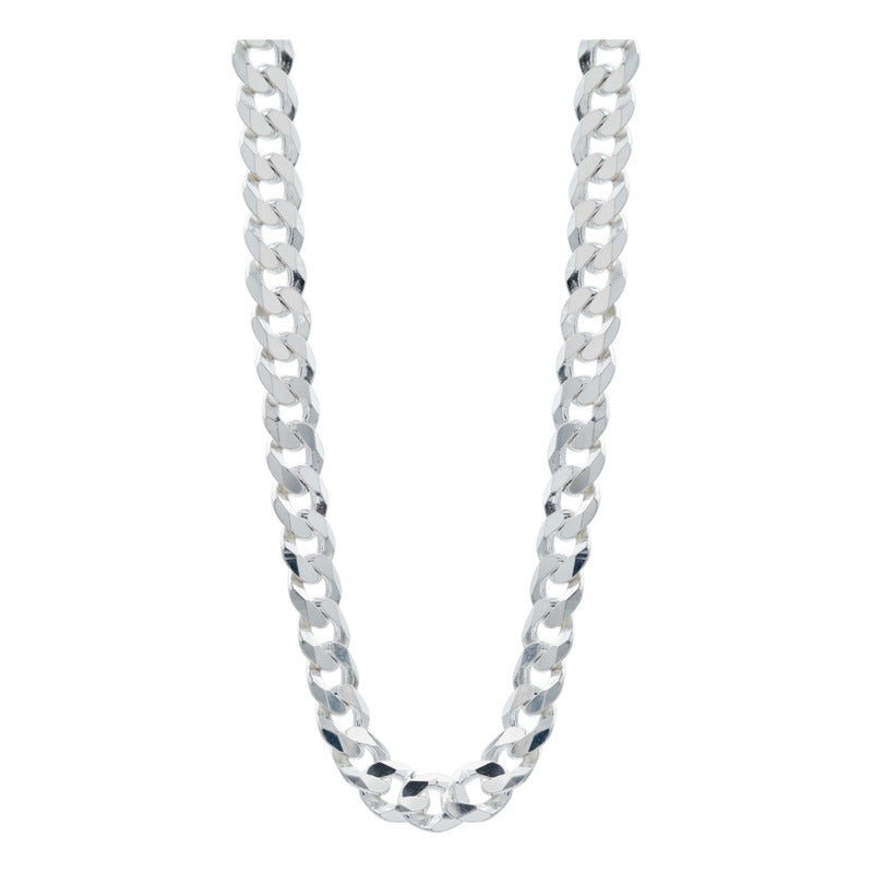 Cadena Cubana Gruesa Cerrada Hombre Plata 925 65 Cm X 7 Mm
