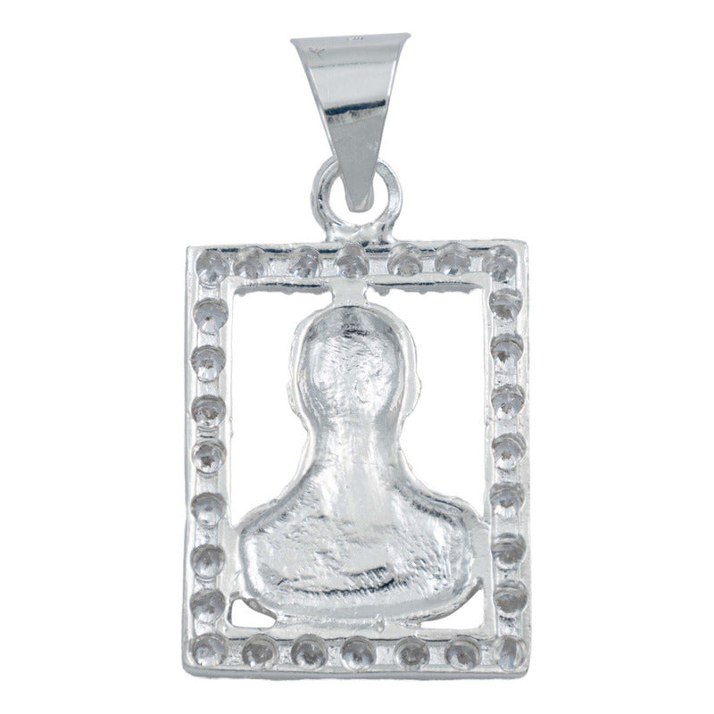 Dije Cuadrado Jesús Malverde Zirconias Plata Solida 925