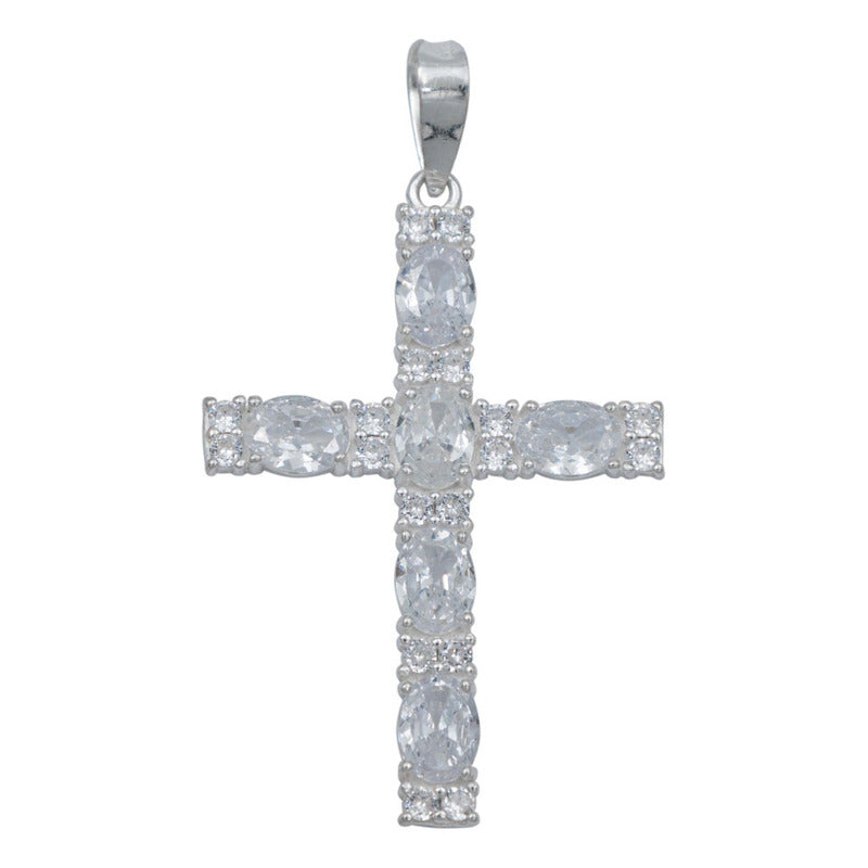 Dije Cruz Grande Zirconias Hombre Regalo Plata 925 6 Cm