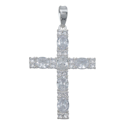Dije Cruz Grande Zirconias Hombre Regalo Plata 925 6 Cm