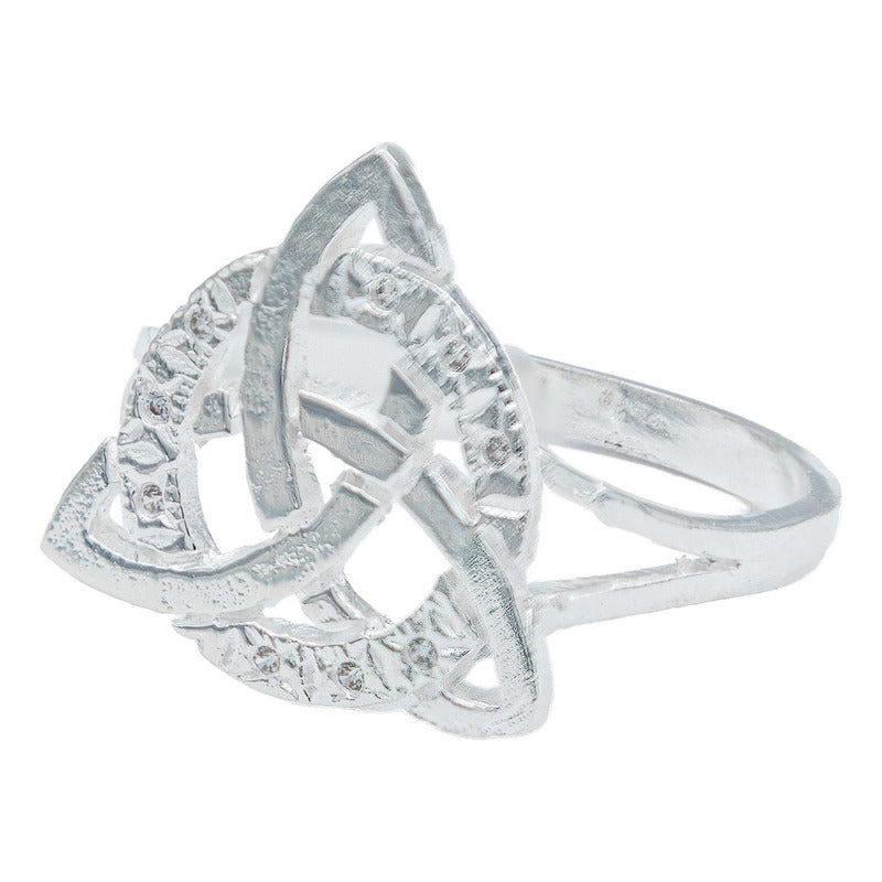 Anillo Diamntado Triqueta Celta Zirconias Plata Ley 925