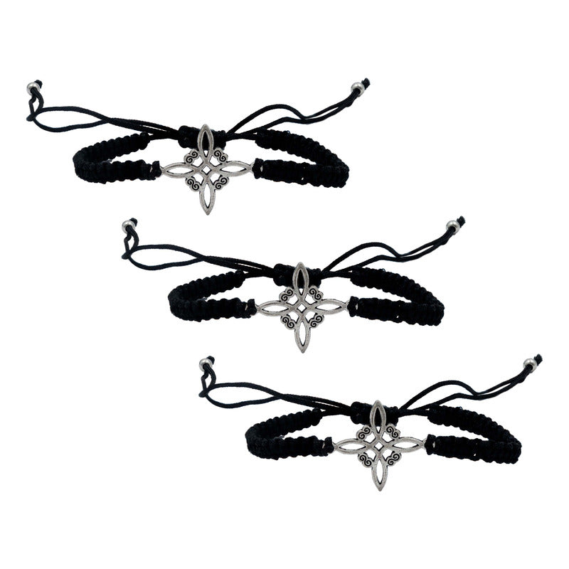 Pack 3 Piezas Pulseras Nudo De Bruja Artesanal Tejido Hilo