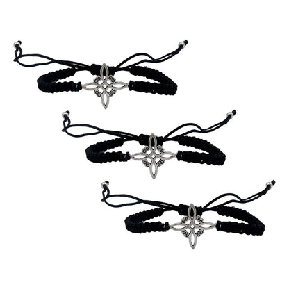 Pack 3 Piezas Pulseras Nudo De Bruja Artesanal Tejido Hilo