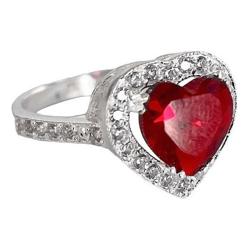 Anillo Corazon Zirconias Amor Promesa Plata Fina Ley S925