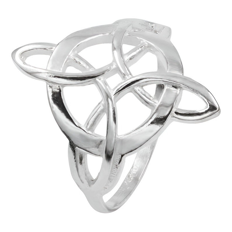 Anillo Nudo De Bruja Celta Liso De Plata Ley .925 Amuleto 8.5 Plateado