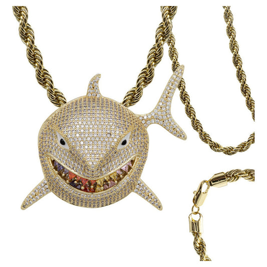 Dije Hombre Tiburon Nemo Hiphop + Cadena Regalo Chapa Oro14k