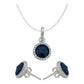 Juego Grande Cristal Dije Arete Cadena Mujer Regalo Plata925