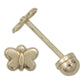 Aretes Broquel Mini Mariposa Liso Pequeño Regalo Oro 10k