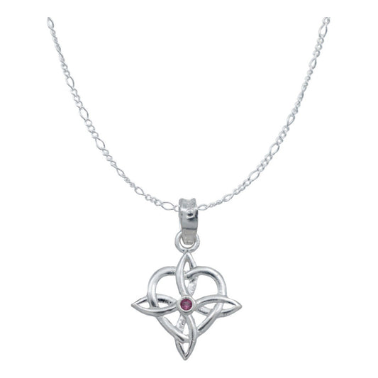 Dije Nudo De Bruja Corazón Zirconia Centro Cadena Plata 925