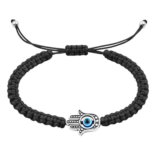 Pulsera Ajustable Hilo Rojo Mano De Fátima Ojo Turco Amuleto Negro