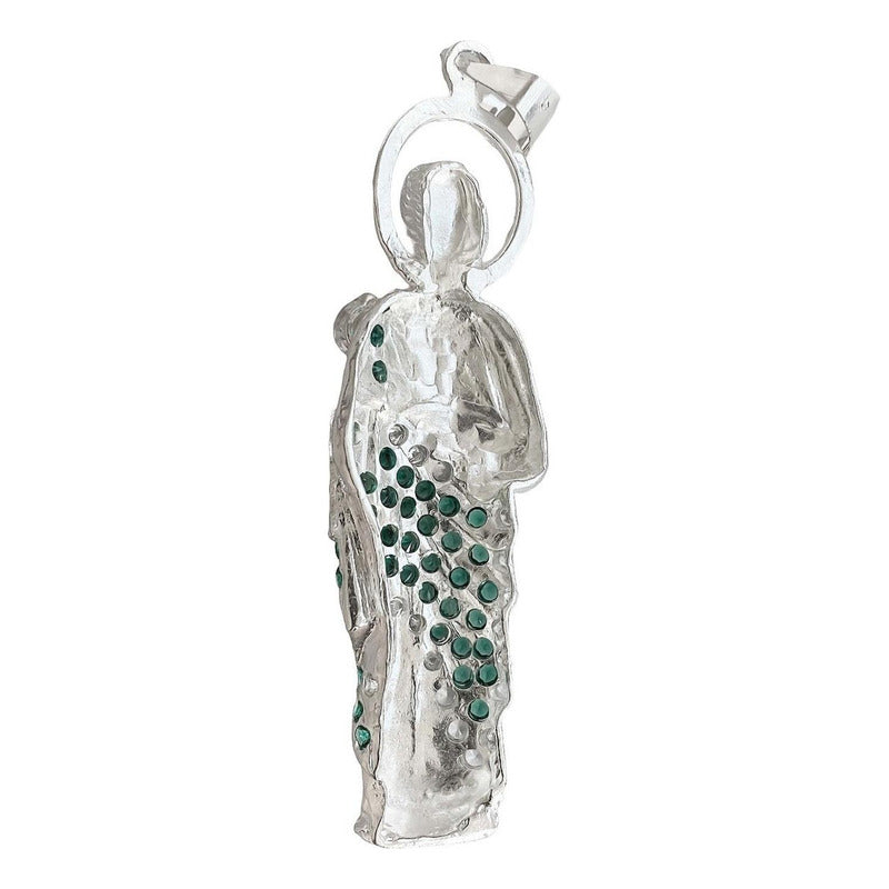 Enorme Dije De San Judas 9.5cm Con Zirconia De Plata Ley 925