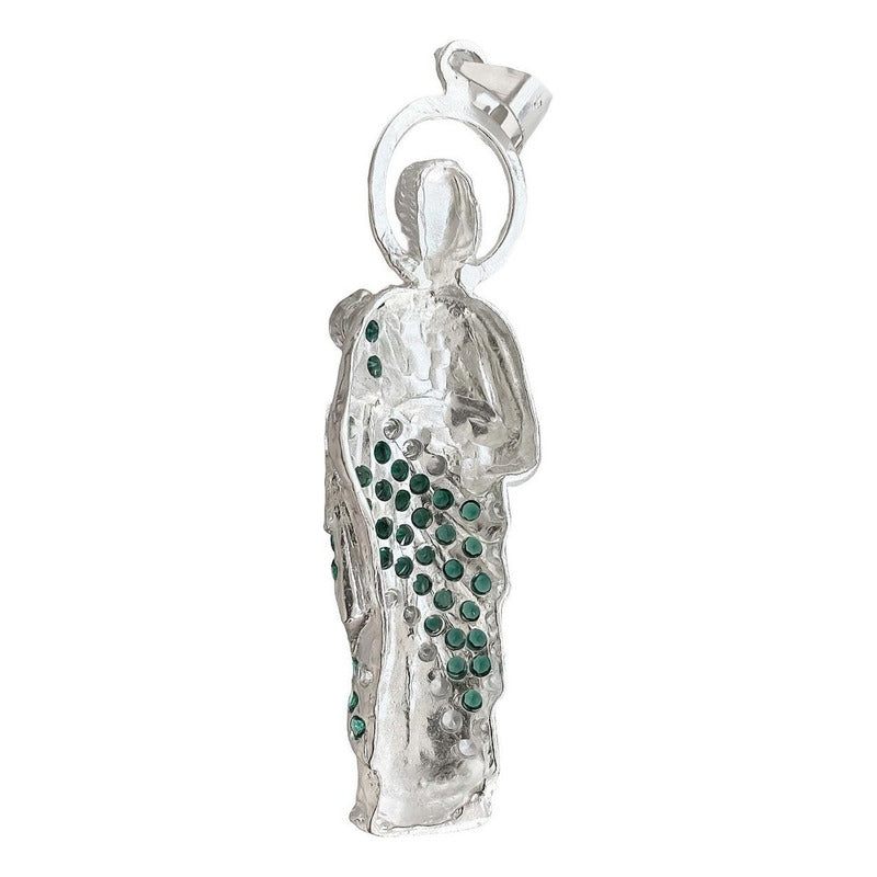 Enorme Dije De San Judas 9.5cm Con Zirconia De Plata Ley 925