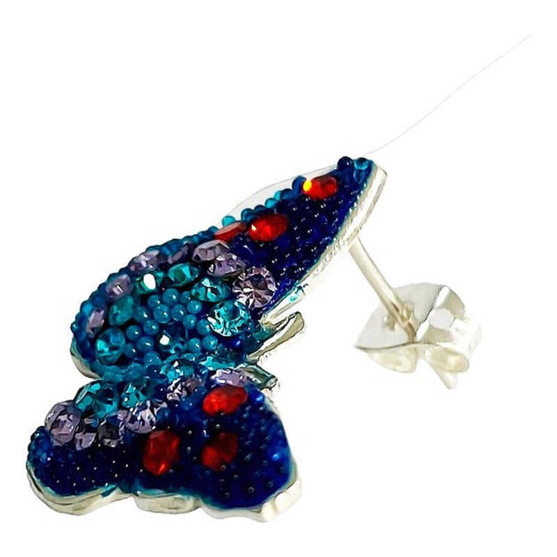 Juego Gigante Completo Artesanal Mariposa Piedras Plata 925