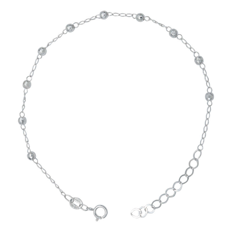 Pulsera Ajustable Bola Diamantada 3mm Mujer Amor Plata 925