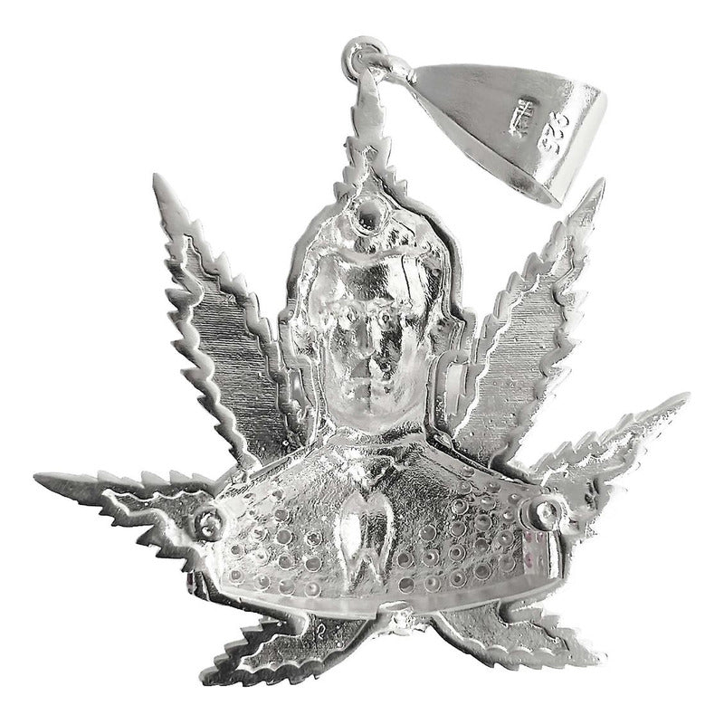 Dije Grande Jesús Malverde Cannabis Zirconias Plata Ley 925