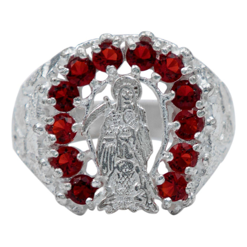 Anillo Santa Muerte Herradura Zirconias Plata Ley 925
