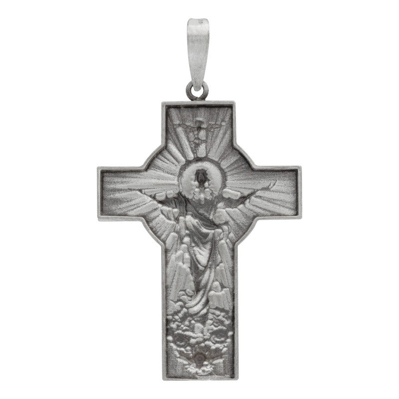 Dije Cruz Grande Cristo Espiritu Santo Plata Antigua 925 Plateado