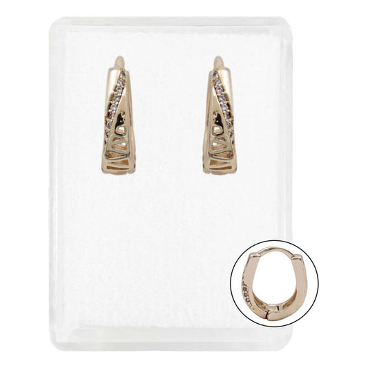 Arracadas Oro Laminado Piedras Huggie Mujer Dorado Estuche