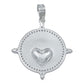 Dije Medalla Sagrado Corazón Liso Zirconias Plata 925