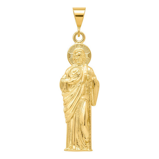 Dije Grande San Judas Tadeo Liso De Oro Laminado 14k 5.2 Cm Amarillo