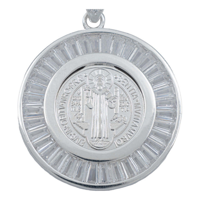 Dije Grande Doble Vista San Benito Bisel Baguette Plata 925
