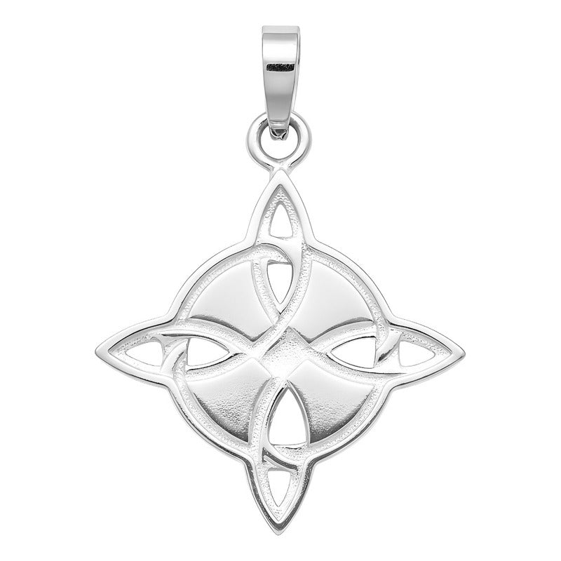 Dije Nudo Bruja Triqueta Fase Luna Plata 925 Zirconia 2.8 Cm Plateado