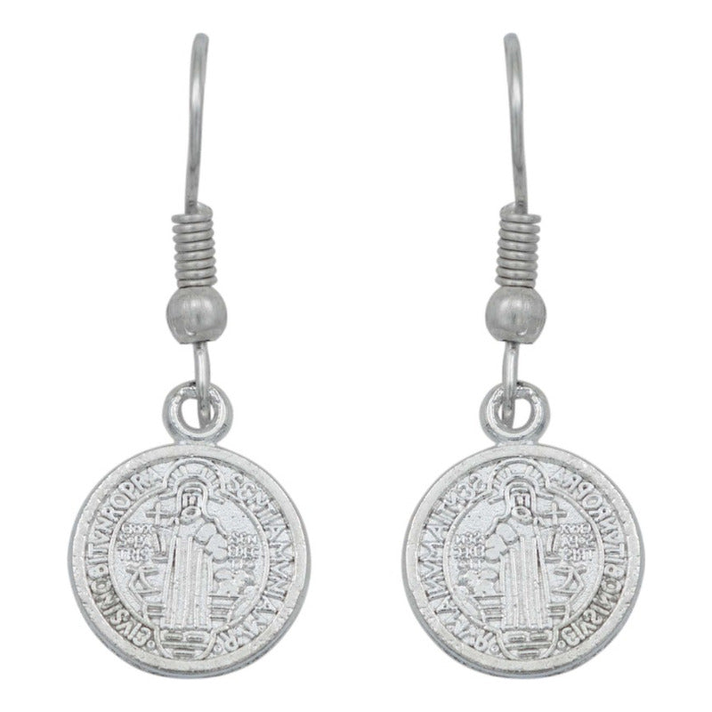 Aretes Doble Vista Gancho San Benito Aro Mujer Aleación