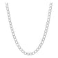 Cadena Cubana Diamantada Barbada Hombre Plata925 65cm X 9mm Plateado