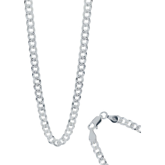 Cadena Cubana Gruesa Diamantada Plata 925 Hombre 70cm X 6mm