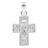 Dije Cruz Virgen Guadalupe Zirconias Mujer Plata 925 2.4 Cm Plateado