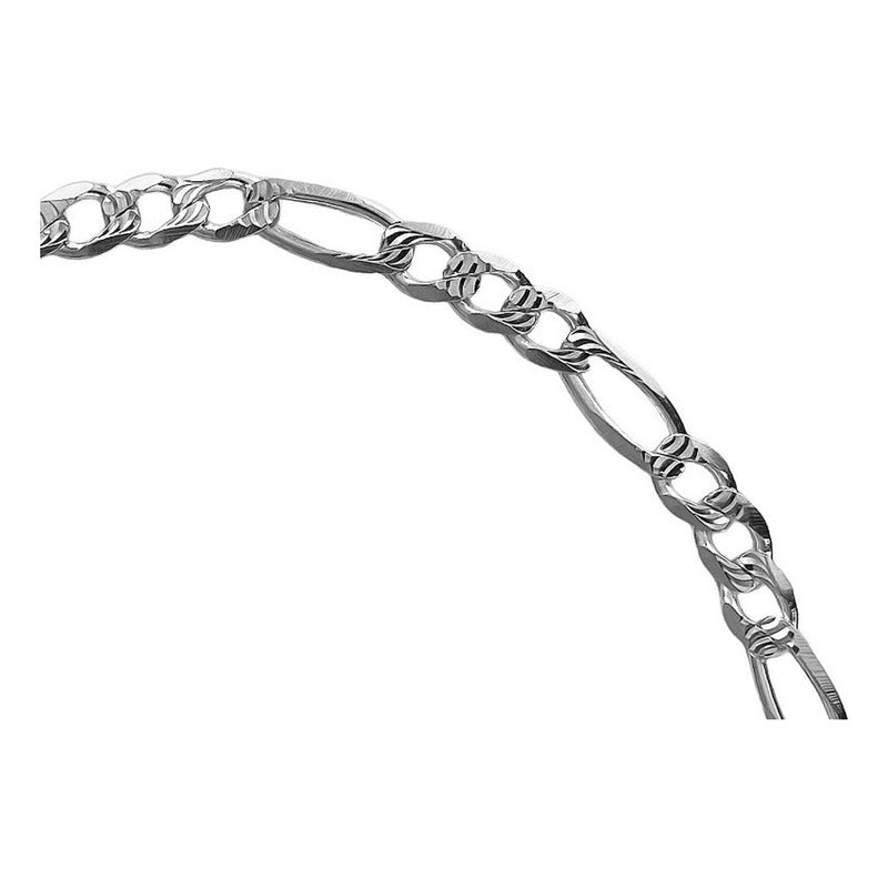 Cadena De Plata 925 Diamantada Hombre Fígaro 55 Cm X 5 Mm