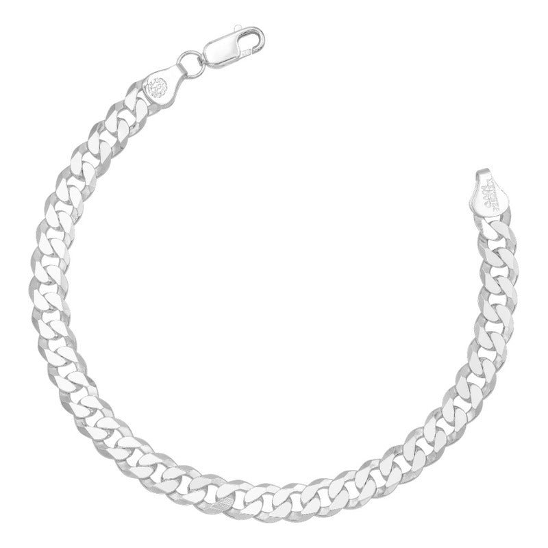 Pulsera Cubana Cerrada Hombre Regalo Plata 925 7 Mm Plateado 6 Cm 22 Cm