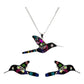 Collar Aretes Colibrí Artesanal Zirconias Plata Ley 925