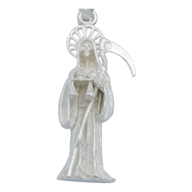 Dije Santa Muerte Liso Vista 3d Relleno De Plata Solida 925