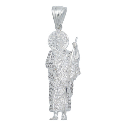 Dije Medalla San Judas Tadeo Grande Zirconias Plata Ley 925