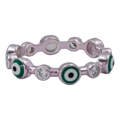 Anillo Ojo Turco Churumbela Completa Zirconias Plata 925