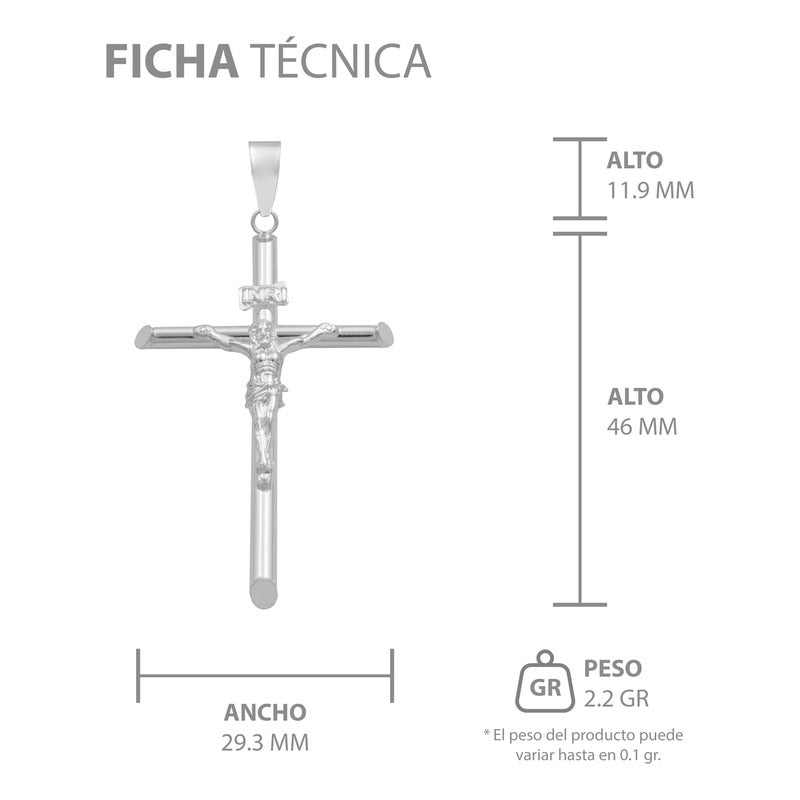 Dije Cruz Tubo Tubular Lisa Cristo Hombre Plata Ley 925 6 Cm Plateado