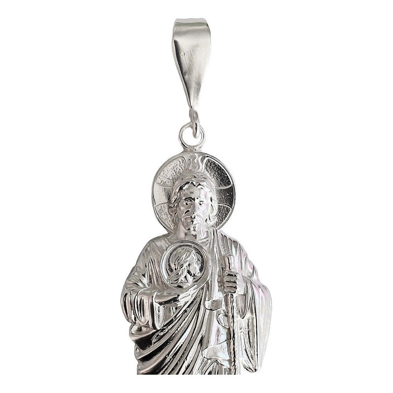 Enorme Dije De San Judas 10 Cm Liso De Plata Ley 925