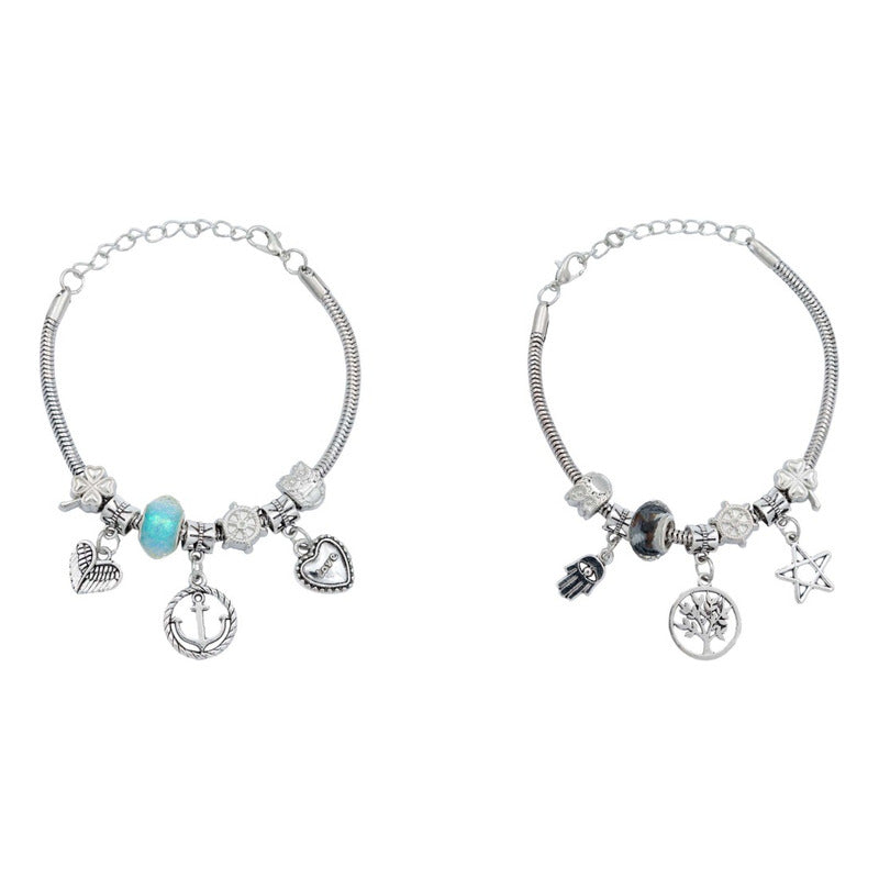 Pack 2 Pulseras Ajustable Charms Cadena Serpiente Mujer