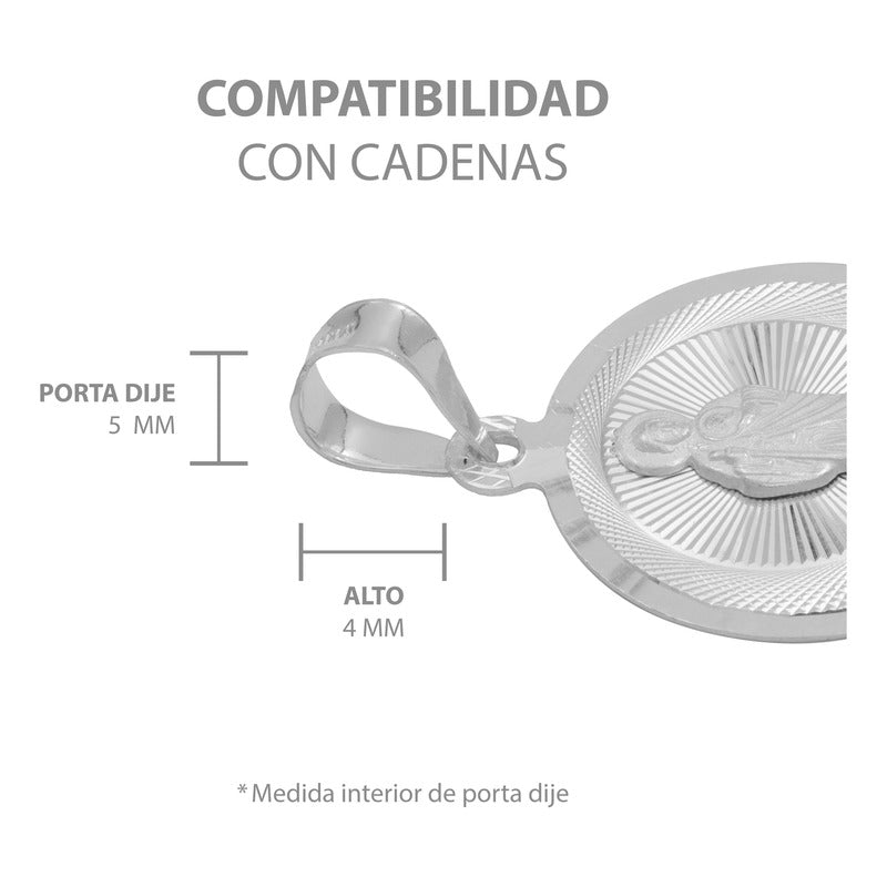 Dije Chico Medalla Diamantado San Judas Plata 925 1.6 Cm