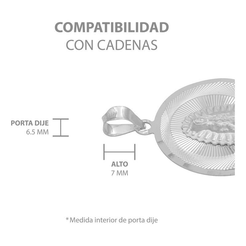 Dije Medalla Diamantada Virgen Guadalupe Plata Ley 925 3 Cm