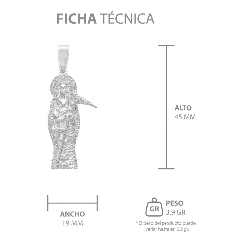 Joyaris Dije Santa Muerte Plata 925 Unisex Zirconias 45mm Plateado