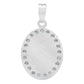 Dije Medalla Oval San Judas Zirconias Plata 925 1.4 Cm Blanco