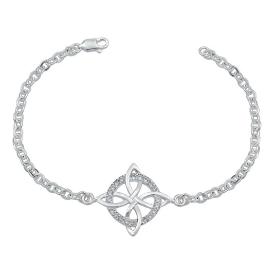 Pulsera Nudo De Bruja Zirconias Eslabón Ancla Plata 925