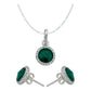 Juego Grande Cristal Dije Arete Cadena Mujer Regalo Plata925
