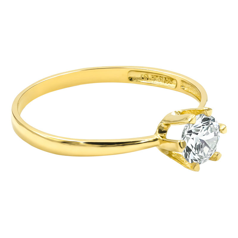 Anillo Promesa Matrimonio Compromiso Regalo Solitario Oro10k - Dorado - 7