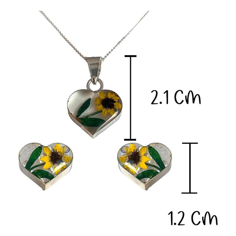 Shrek Aretes Collar Girasol Promesa Regalo Amor Plata S925