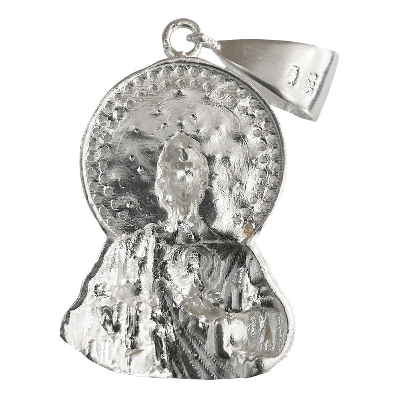 Dije Medalla Torso San Judas Tadeo Zirconias Plata 925 6 Cm