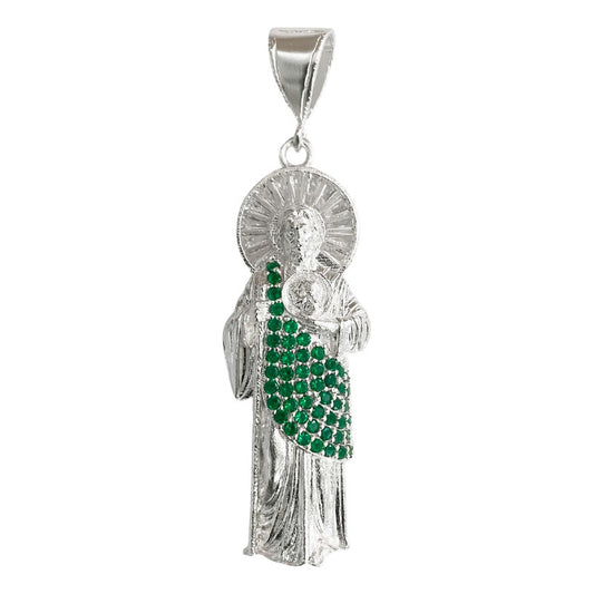 Dije San Judas Mediano Manto Corona Zirconias Plata Ley 925