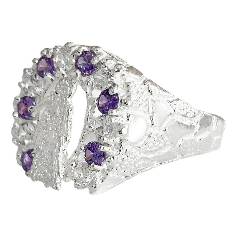 Anillo Santa Muerte Herradura Zirconias Plata Ley 925